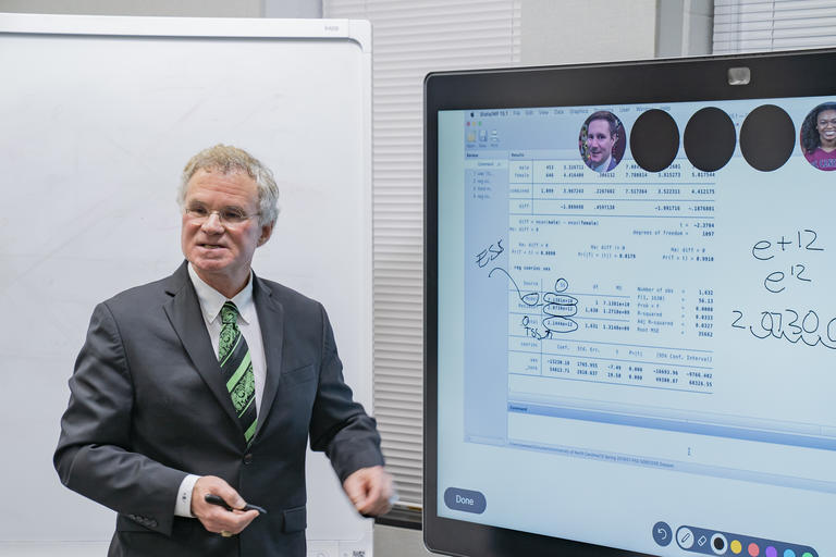 UNCP Professor Joe West teaches a hybrid course.