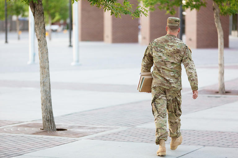 Military Student Walking