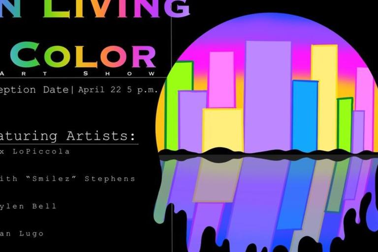 rainbow city on black ground