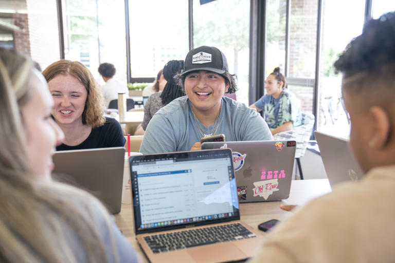 Students connecting in a group