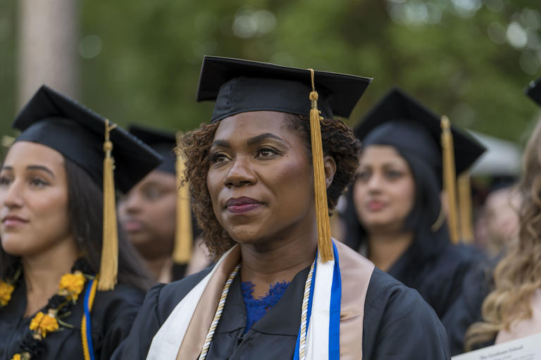 Graduate student in regalia