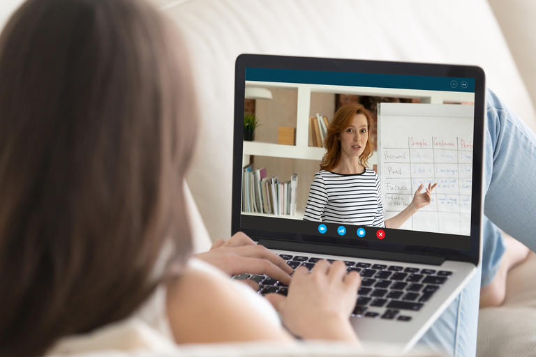 girl working on computer